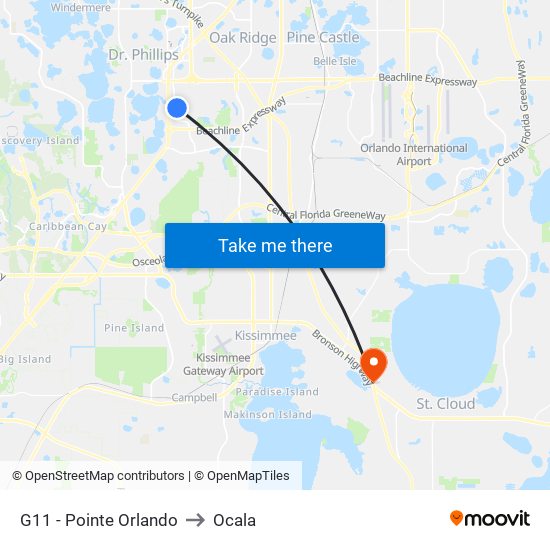 G11 - Pointe Orlando to Ocala map