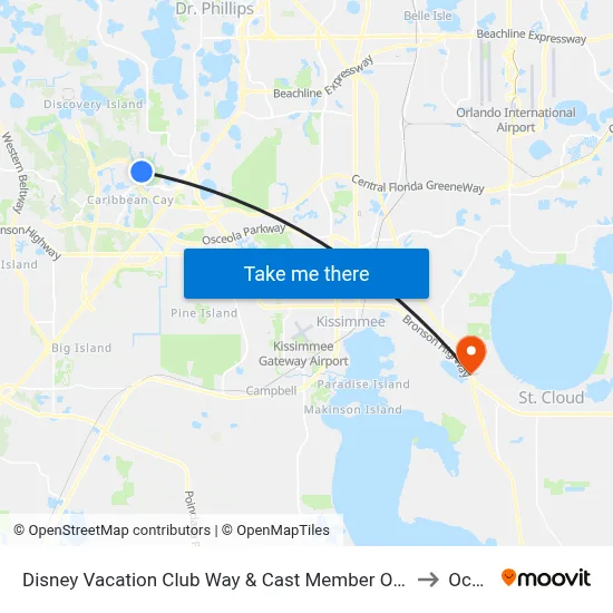 Disney Vacation Club Way & Cast Member Only Rd to Ocala map