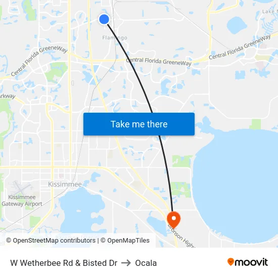 W Wetherbee Rd & Bisted Dr to Ocala map