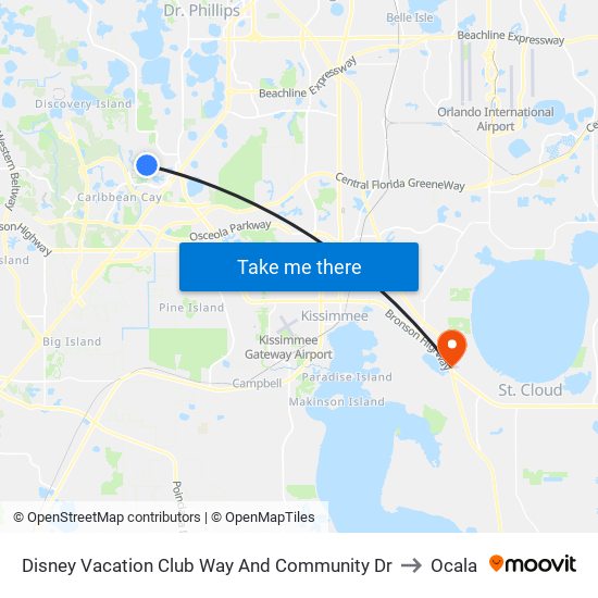 Disney Vacation Club Way And Community Dr to Ocala map