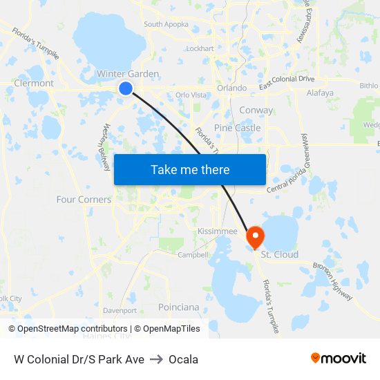 W Colonial Dr/S Park Ave to Ocala map