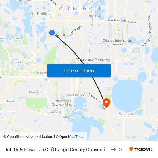 Intl Dr & Hawaiian Ct (Orange County Convention Ctr N/S Concourse) to Ocala map