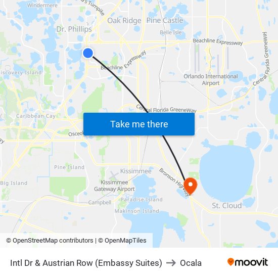 Intl Dr & Austrian Row (Embassy Suites) to Ocala map