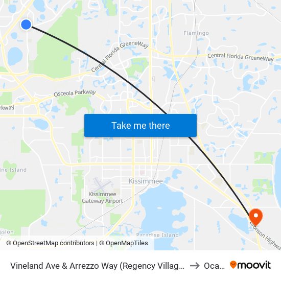 Vineland Ave & Arrezzo Way (Regency Village) to Ocala map