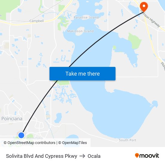 Solivita Blvd And Cypress Pkwy to Ocala map