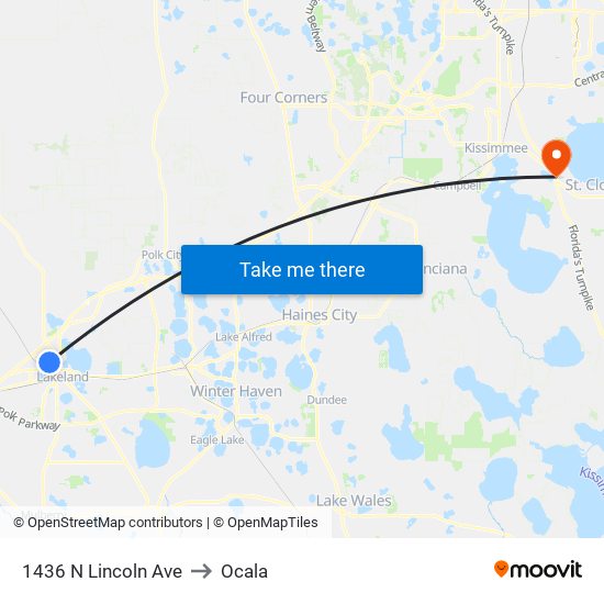 1436 N Lincoln Ave to Ocala map