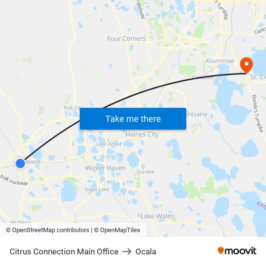 Citrus Connection Main Office to Ocala map