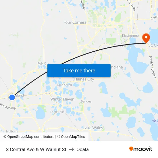 S Central Ave & W Walnut St to Ocala map