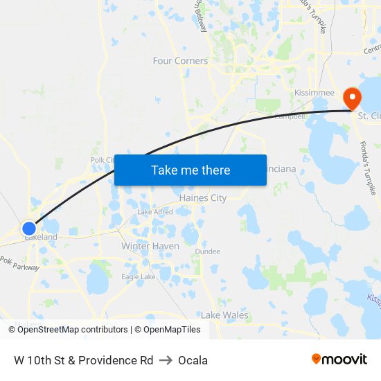 W 10th St & Providence Rd to Ocala map