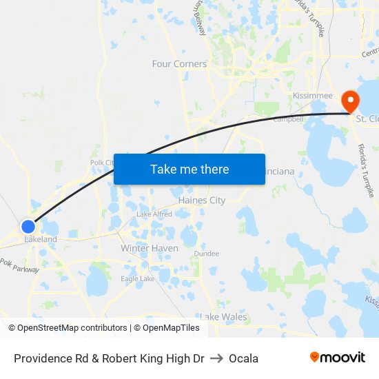 Providence Rd & Robert King High Dr to Ocala map