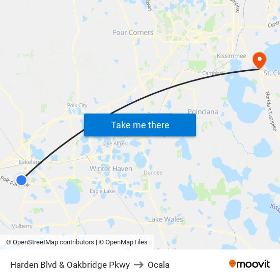 Harden Blvd & Oakbridge Pkwy to Ocala map