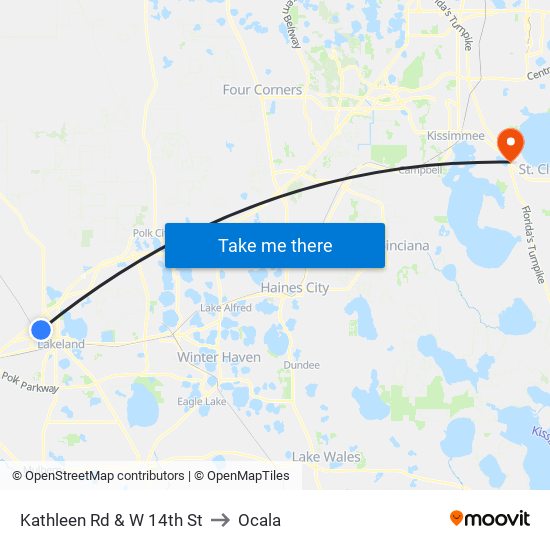 Kathleen Rd & W 14th St to Ocala map