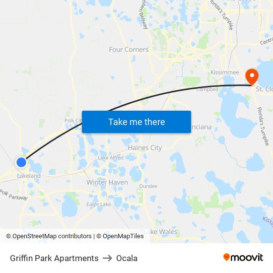 Griffin Park Apartments to Ocala map