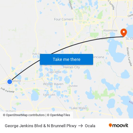 George Jenkins Blvd & N Brunnell Pkwy to Ocala map