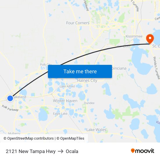 2121 New Tampa Hwy to Ocala map