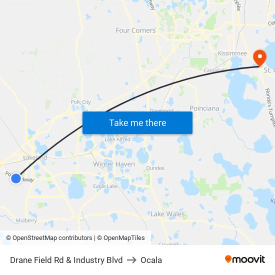 Drane Field Rd & Industry Blvd to Ocala map