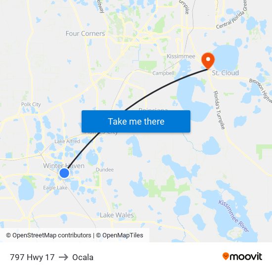 797 Hwy 17 to Ocala map