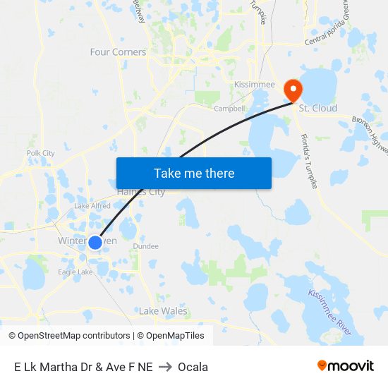 E Lk Martha Dr & Ave F NE to Ocala map