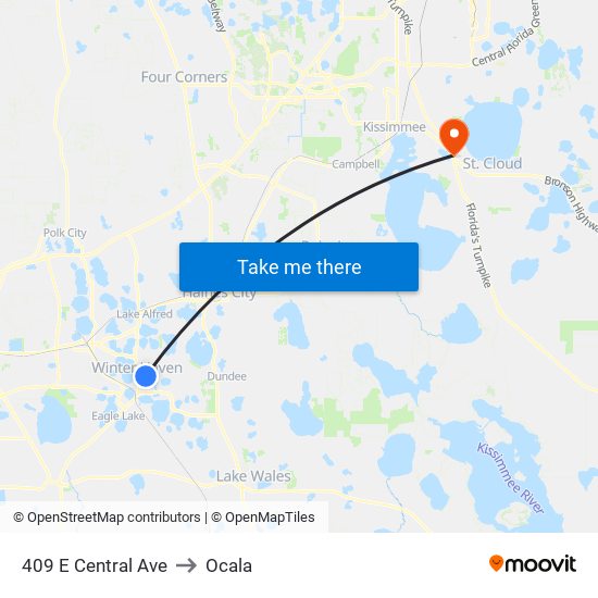 409 E Central Ave to Ocala map