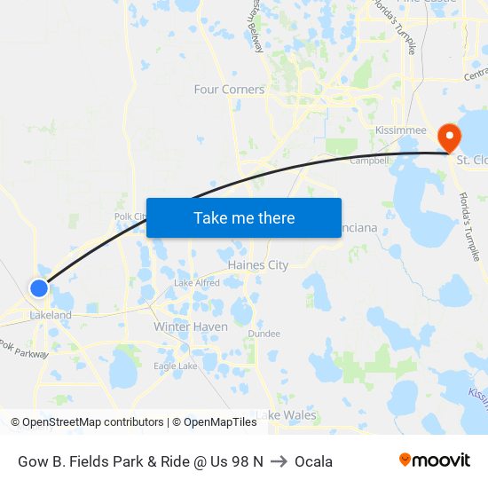 Gow B. Fields Park & Ride @ Us 98 N to Ocala map