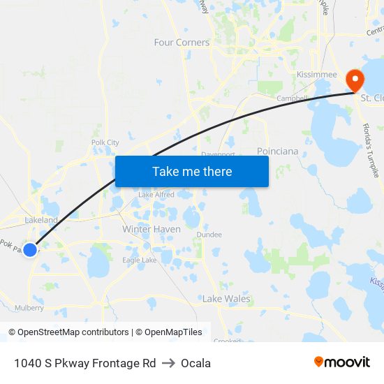 1040 S Pkway Frontage Rd to Ocala map