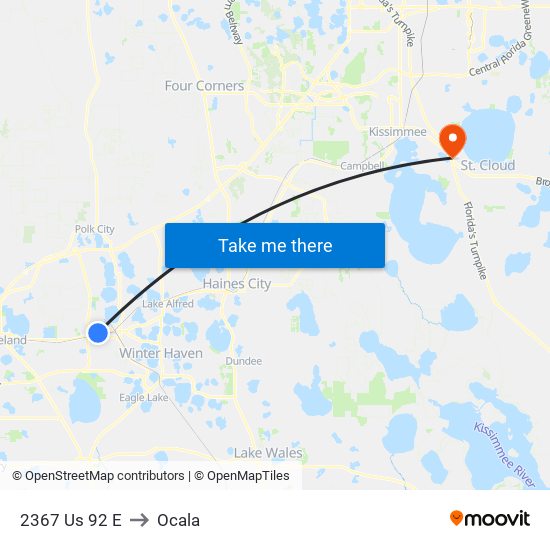 2367 Us 92 E to Ocala map