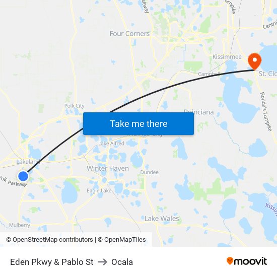 Eden Pkwy & Pablo St to Ocala map