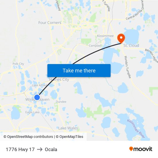 1776 Hwy 17 to Ocala map