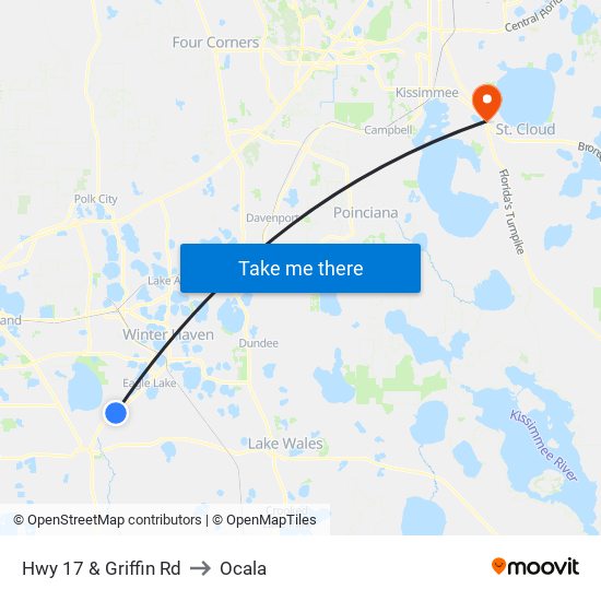 Hwy 17 & Griffin Rd to Ocala map