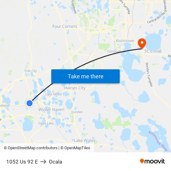 1052 Us 92 E to Ocala map