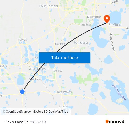 1725 Hwy 17 to Ocala map