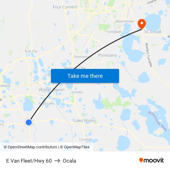 E Van Fleet/Hwy 60 to Ocala map