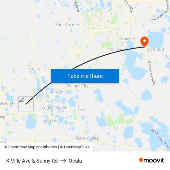 K-Ville Ave & Sunny Rd to Ocala map