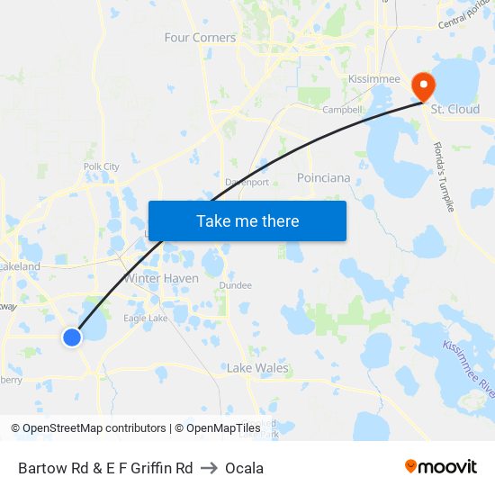 Bartow Rd & E F Griffin Rd to Ocala map