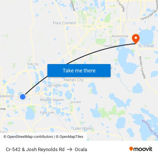 Cr-542 & Josh Reynolds Rd to Ocala map