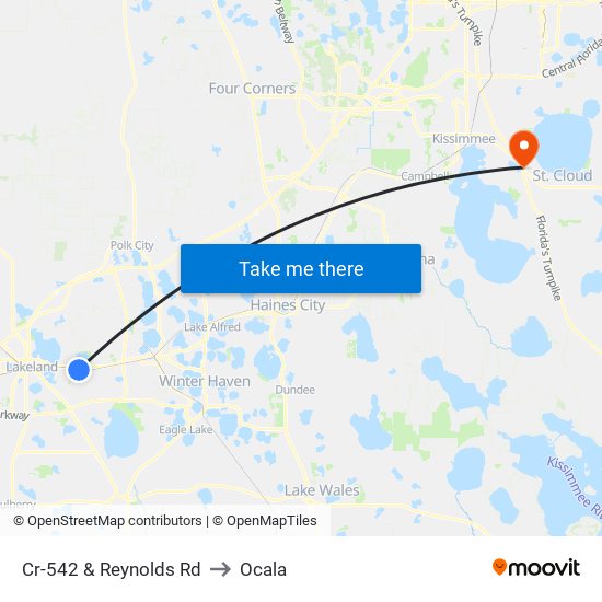 Cr-542 & Reynolds Rd to Ocala map