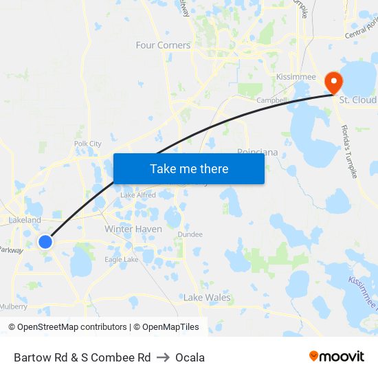 Bartow Rd & S Combee Rd to Ocala map