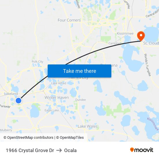 1966 Crystal Grove Dr to Ocala map