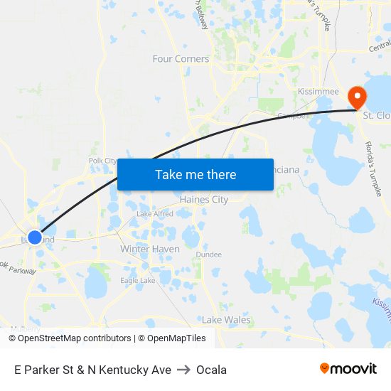 E Parker St & N Kentucky Ave to Ocala map