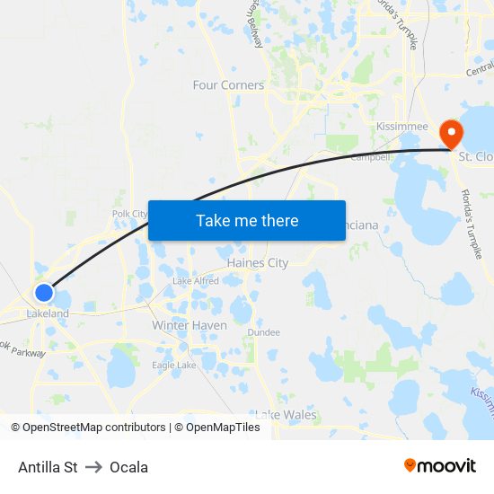 Antilla St to Ocala map