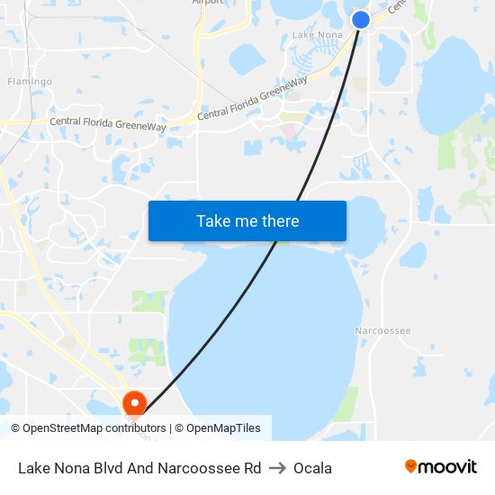 Lake Nona Blvd And Narcoossee Rd to Ocala map