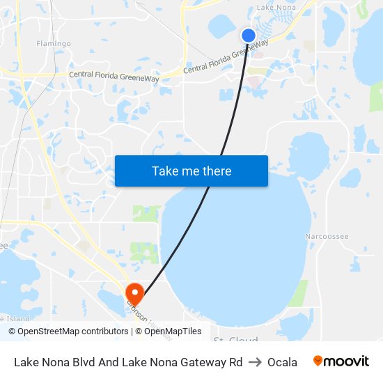 Lake Nona Blvd And Lake Nona Gateway Rd to Ocala map