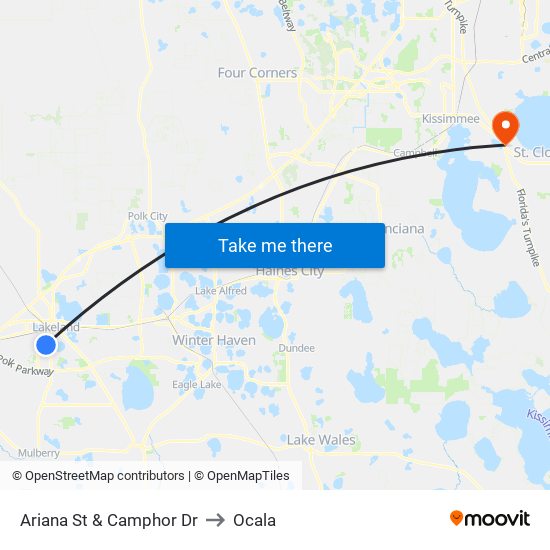 Ariana St & Camphor Dr to Ocala map