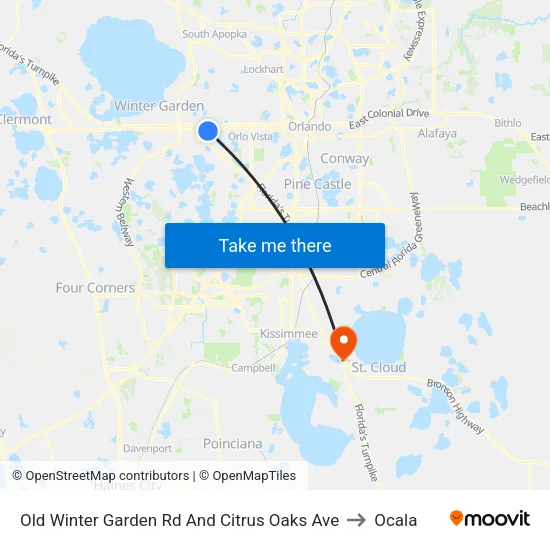 Old Winter Garden Rd And Citrus Oaks Ave to Ocala map