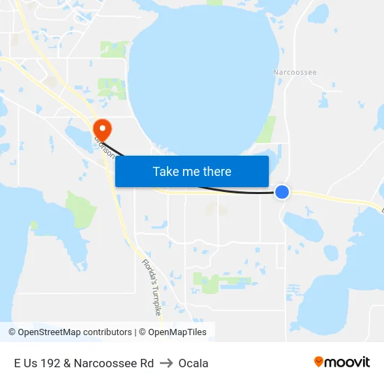 E Us 192 & Narcoossee Rd to Ocala map