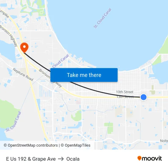 E Us 192 & Grape Ave to Ocala map