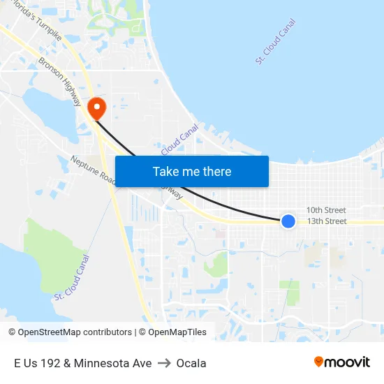 E Us 192 & Minnesota Ave to Ocala map