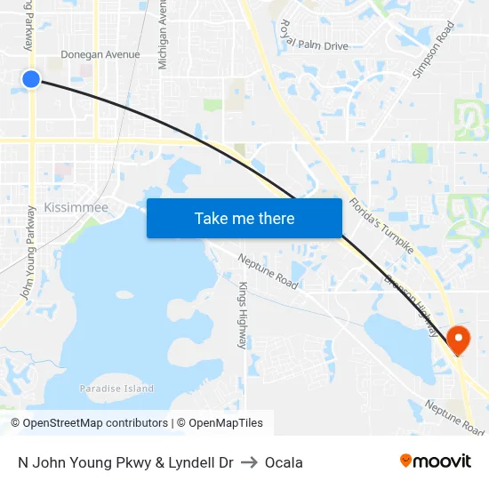 N John Young Pkwy & Lyndell Dr to Ocala map