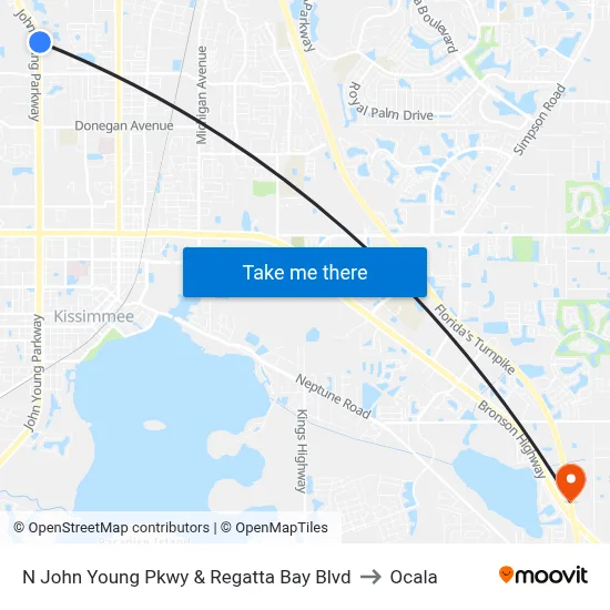N John Young Pkwy & Regatta Bay Blvd to Ocala map