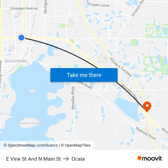 E Vine St And N Main St to Ocala map